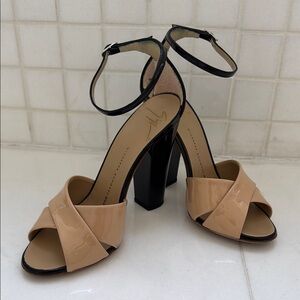 GIUSEPPE ZANOTTI Elegant Nude Patent Leather Heels, 35